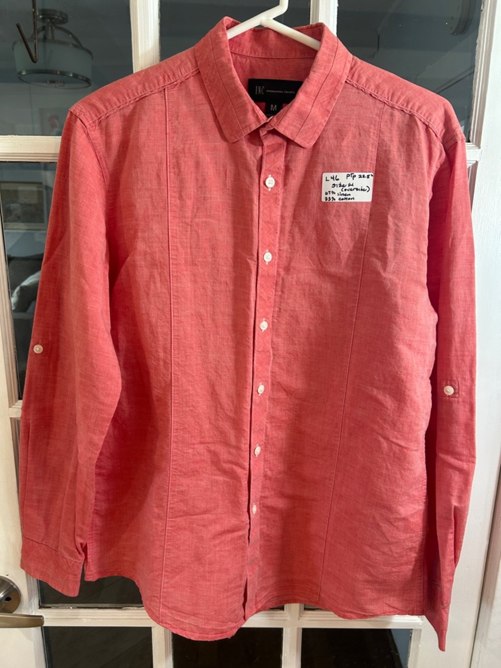 L46.    H&M Coral Button-Down Linen Shirt